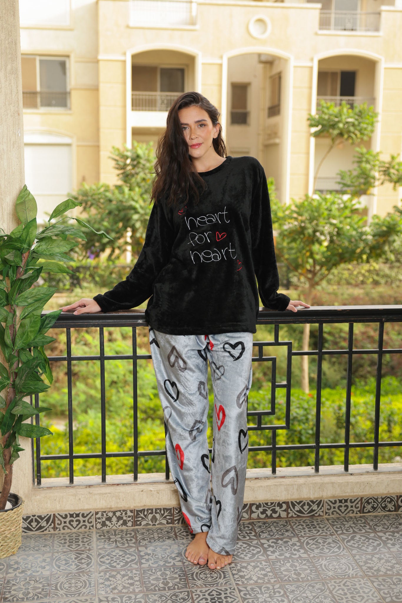بيجاما بولار heart for love بنطلون روتاري