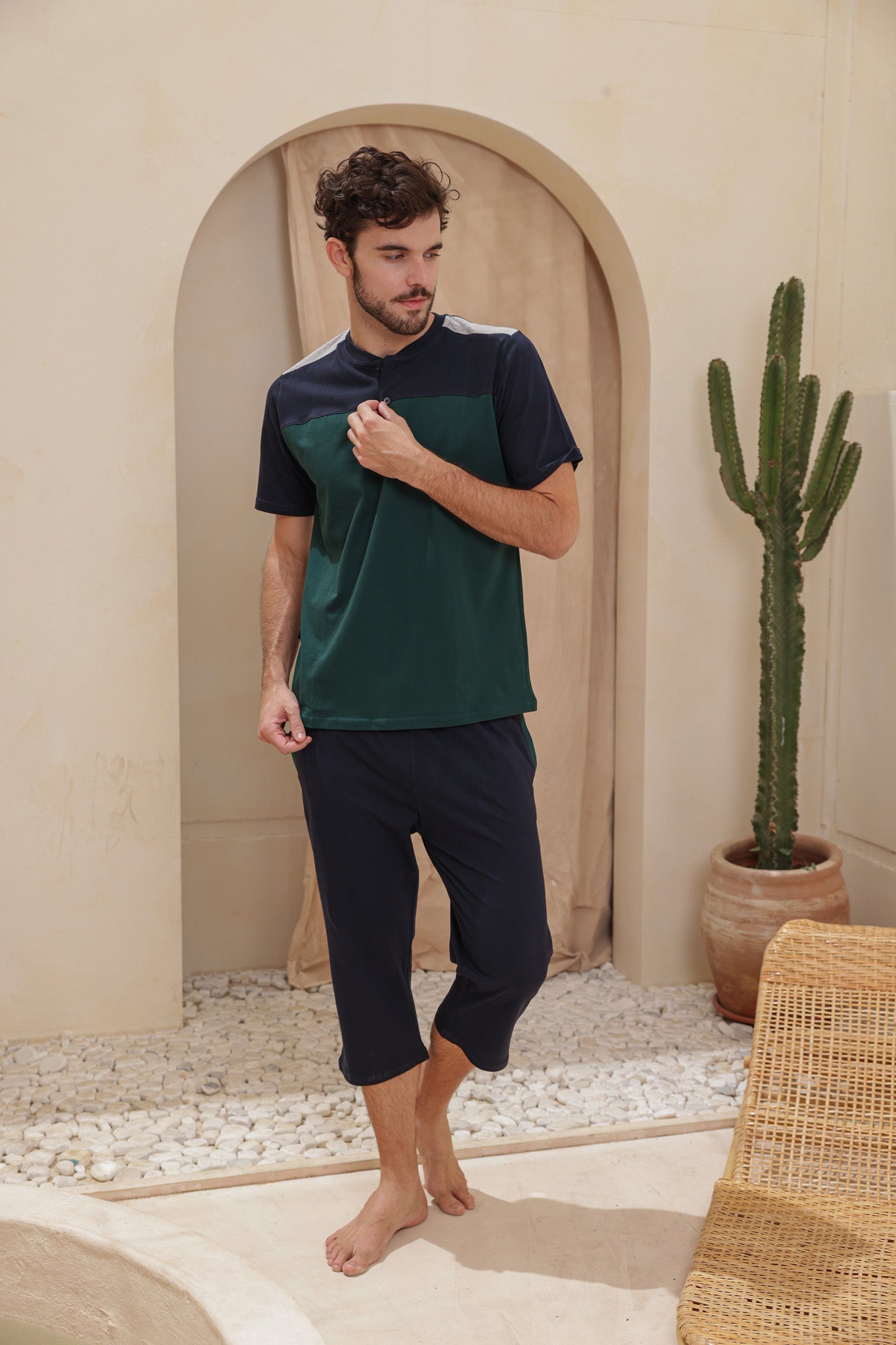 بيجاما رجالي نص كم قصات بنتاكور ساده