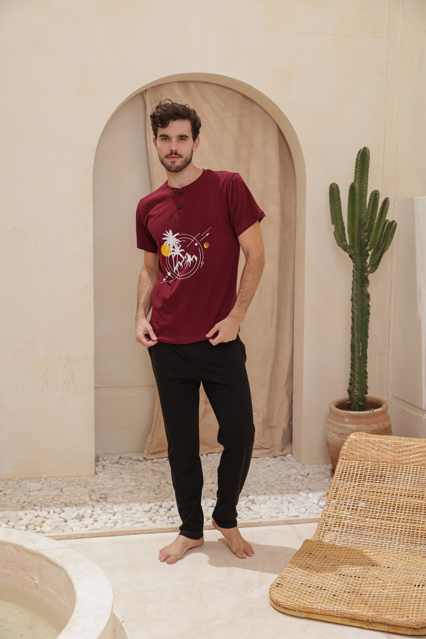 بيجاما رجالي نص كم طباعه نخله بندا بنطلون