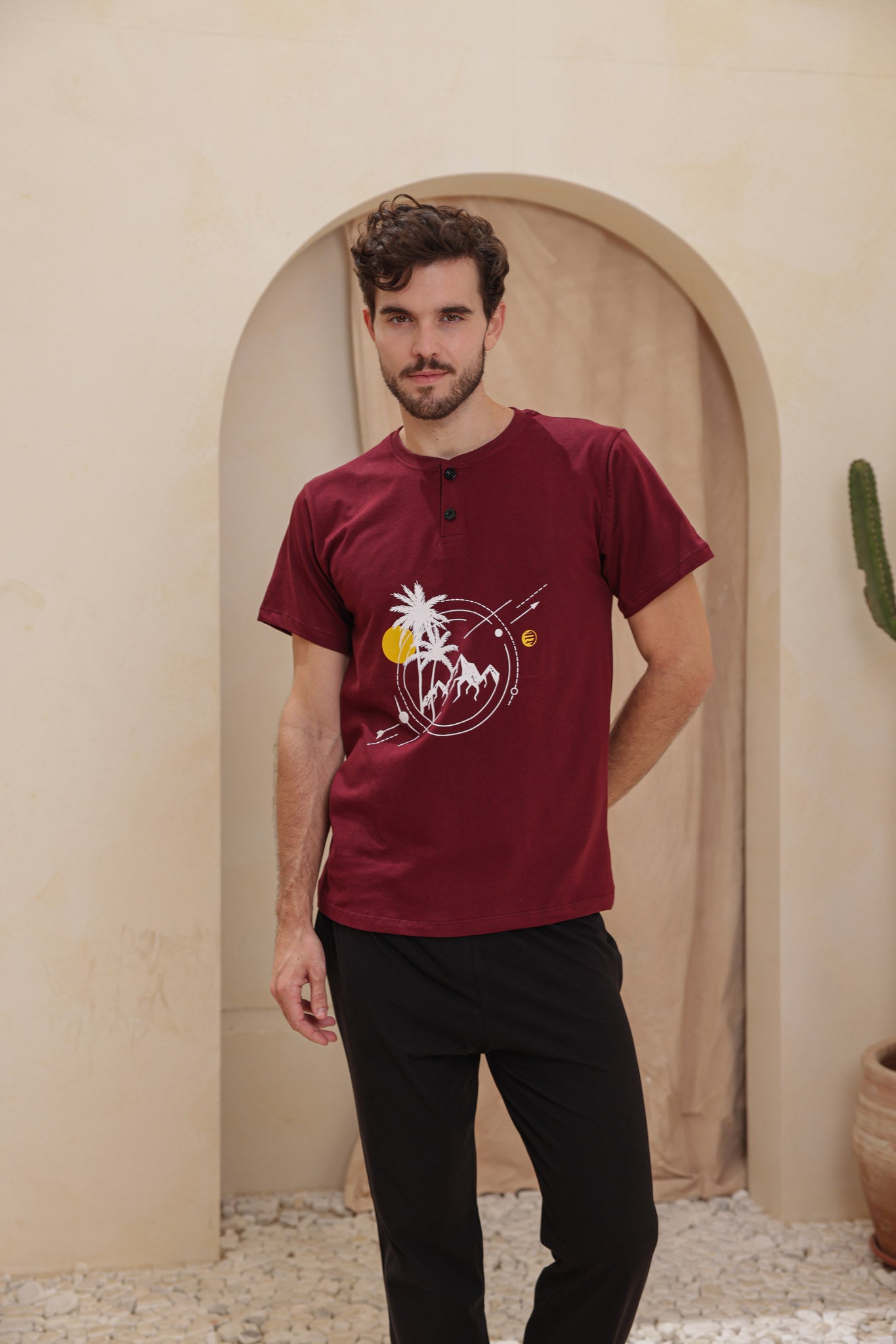 بيجاما رجالي نص كم طباعه نخله بندا بنطلون