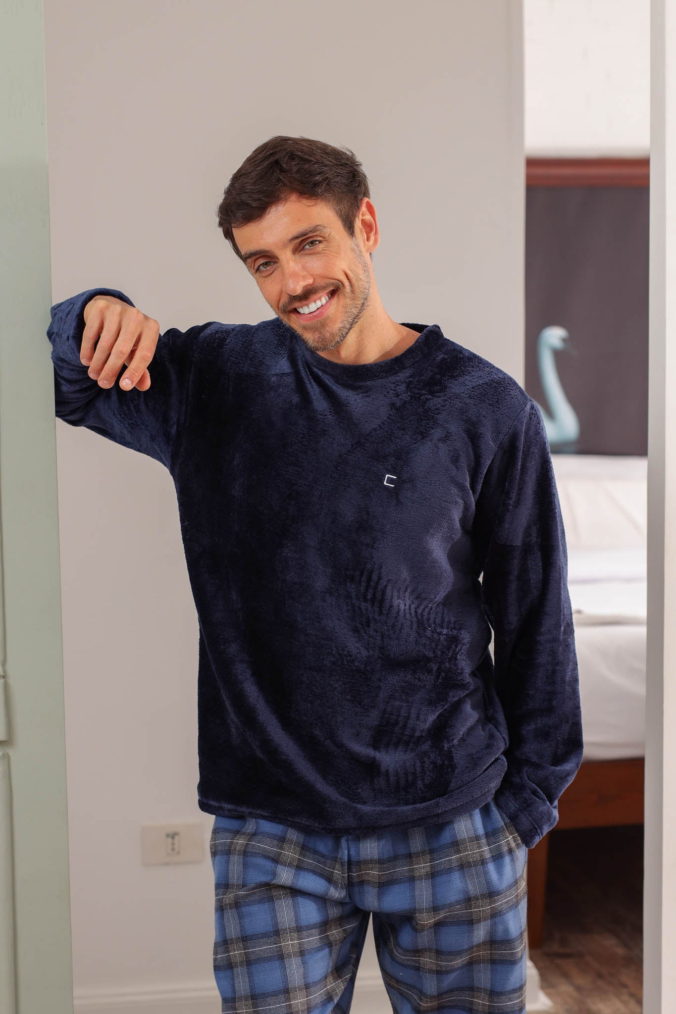 بيجاما بولار بنطلون صوف كاروهات