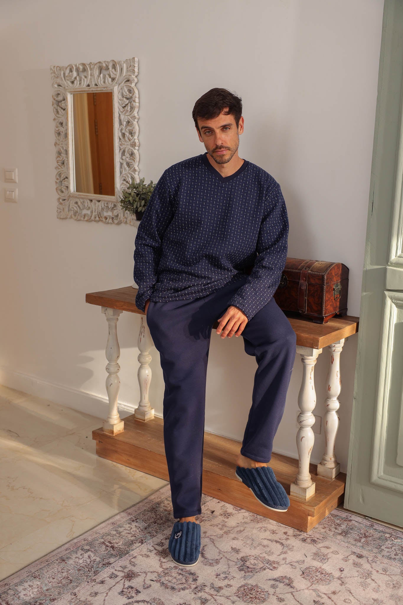 بيجاما ميلتون توب مطبوع بنطلون ساده