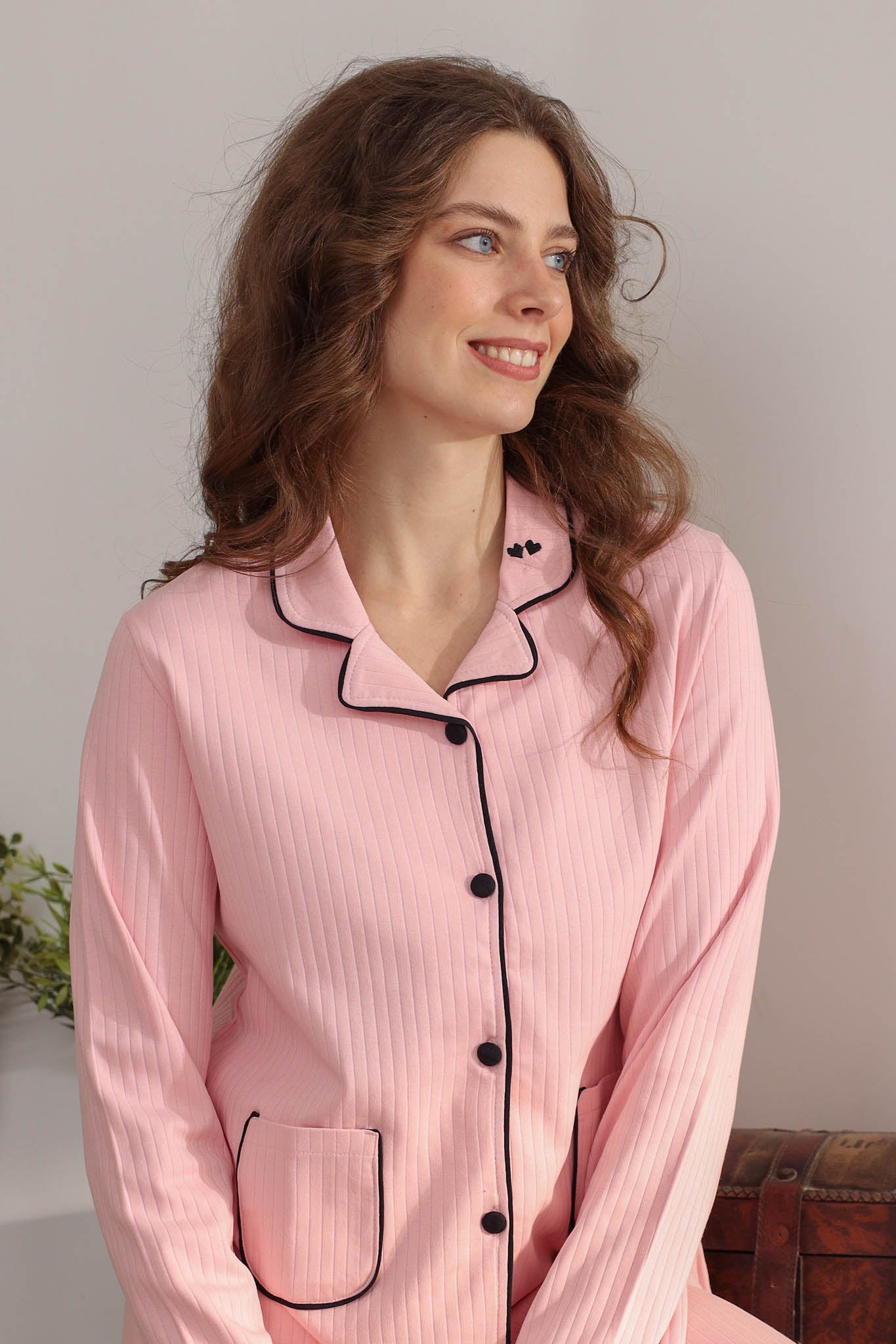 بيجاما انترلوك كلاسيك بزراير