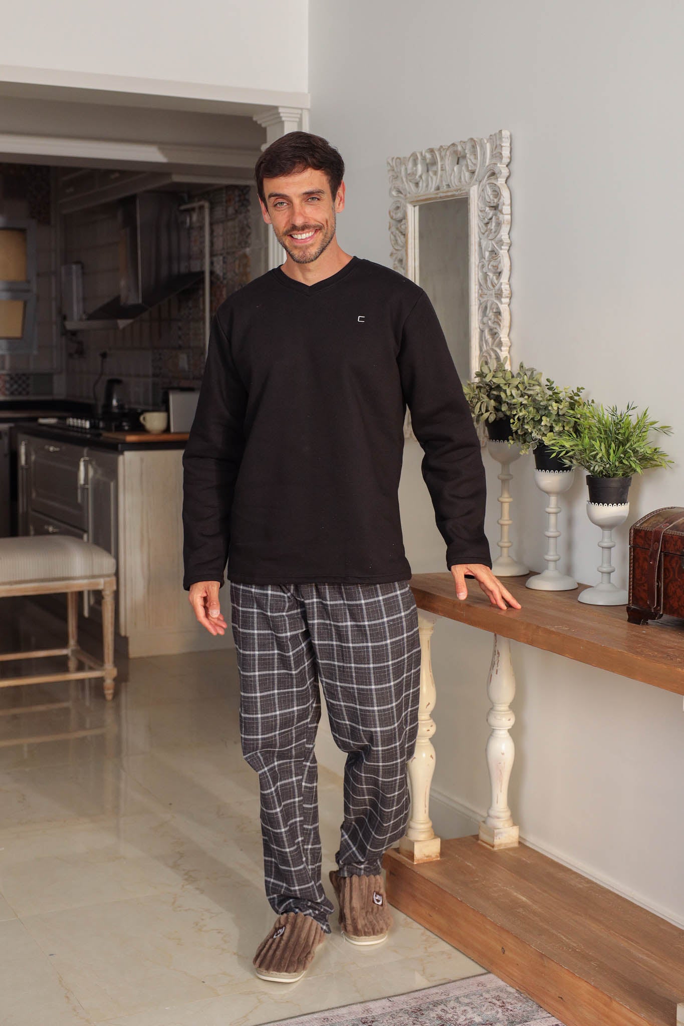 بيجاما ميلتون ساده بنطلون كاروهات