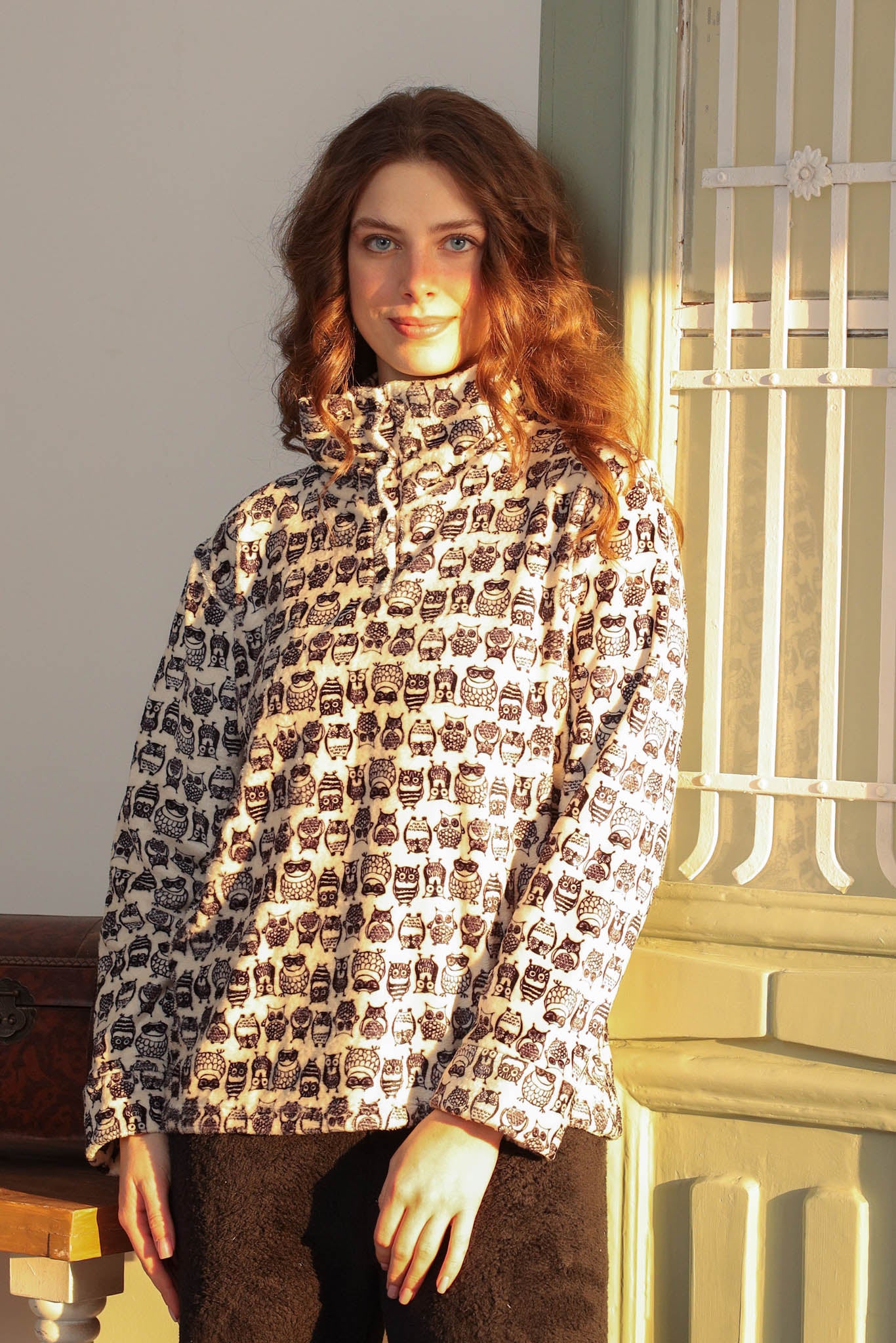 بيجاما بولار مطبوع بنطلون ساده فرو