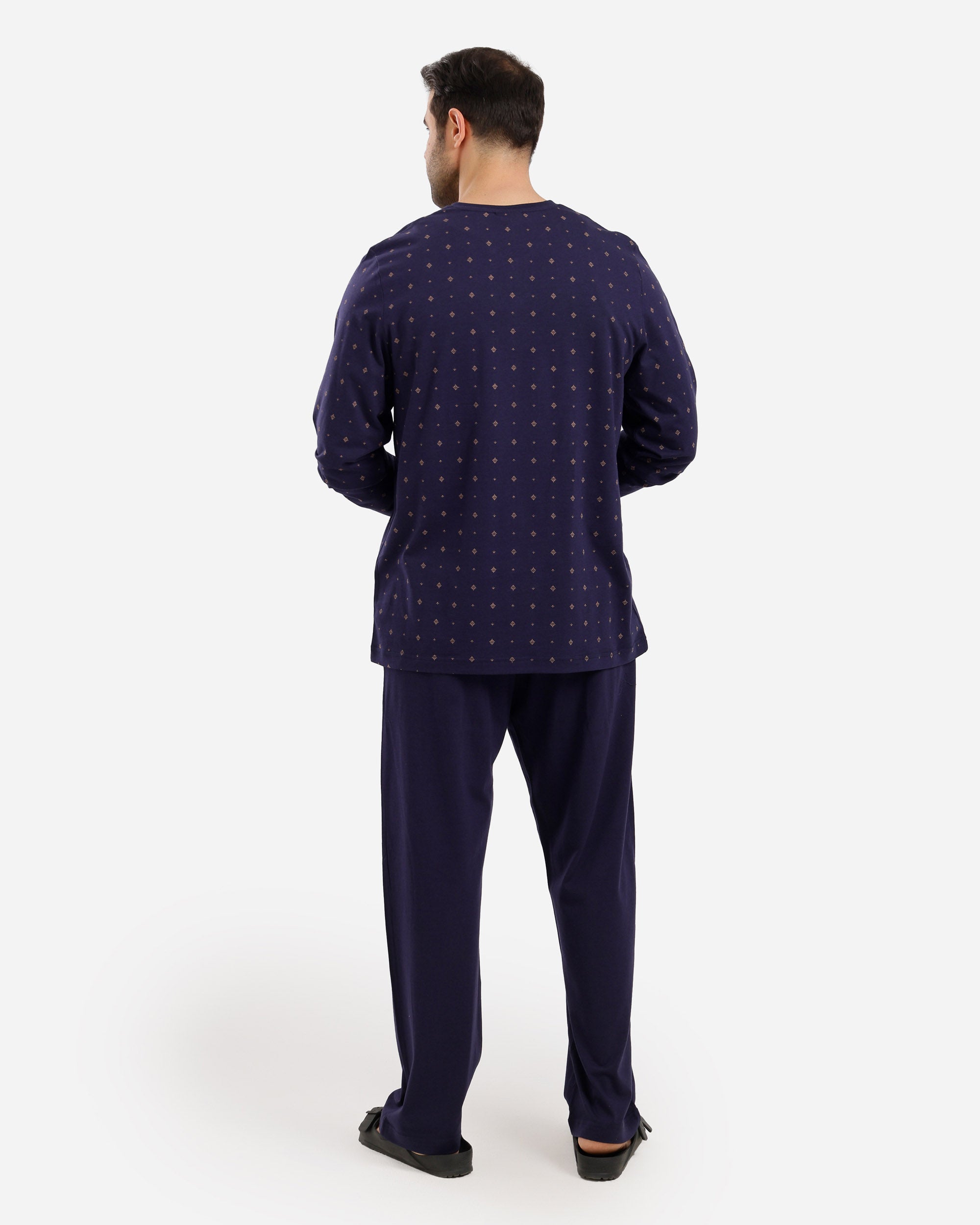 بيجاما رجالي مصبوغ مطبوع كم خفيف