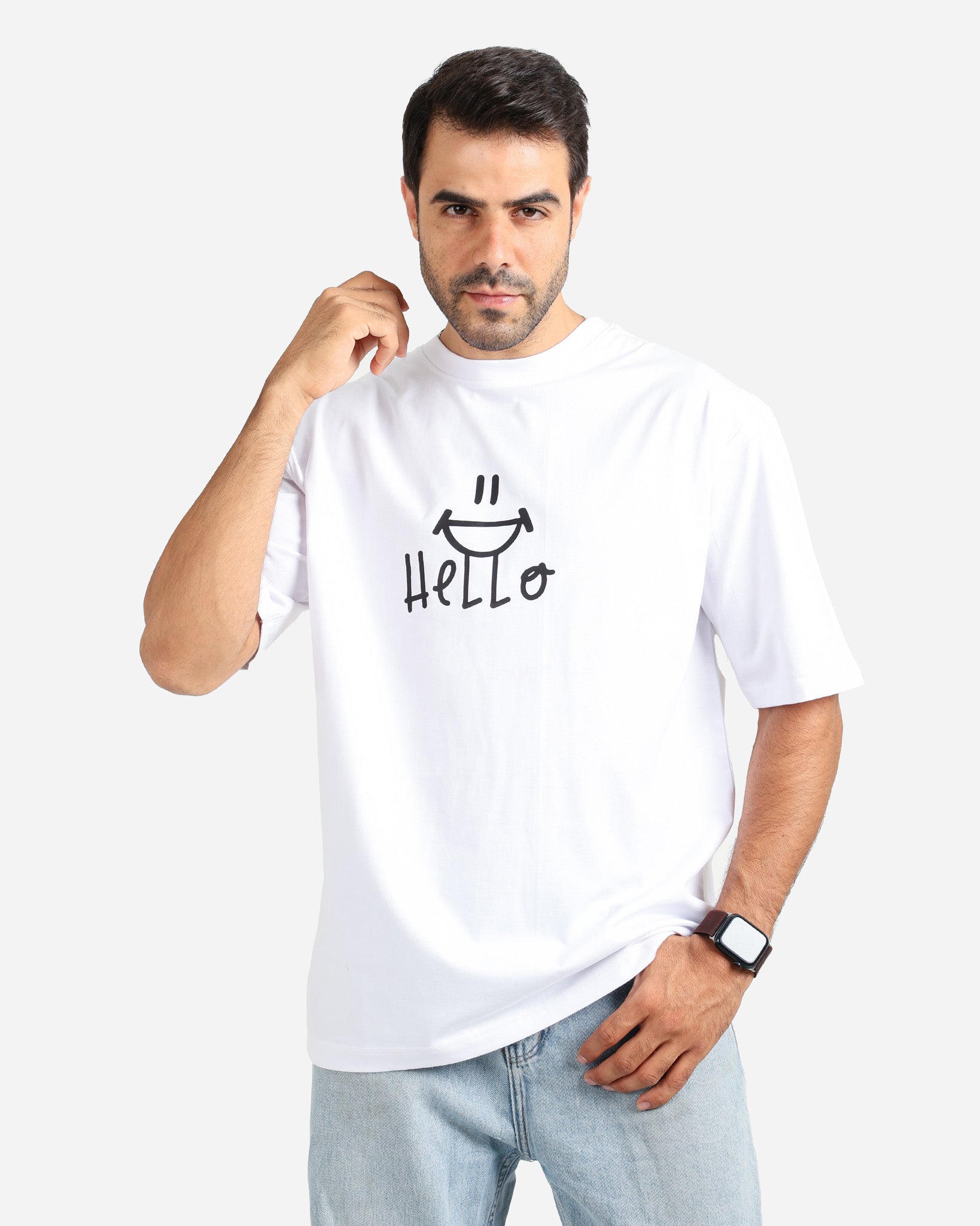 تيشيرت نص كم اوفر سايز hello