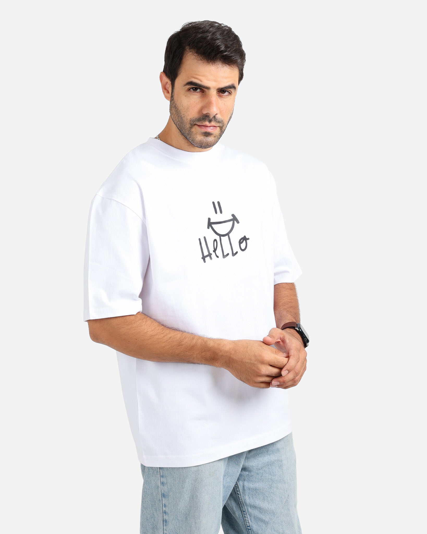 تيشيرت نص كم اوفر سايز hello