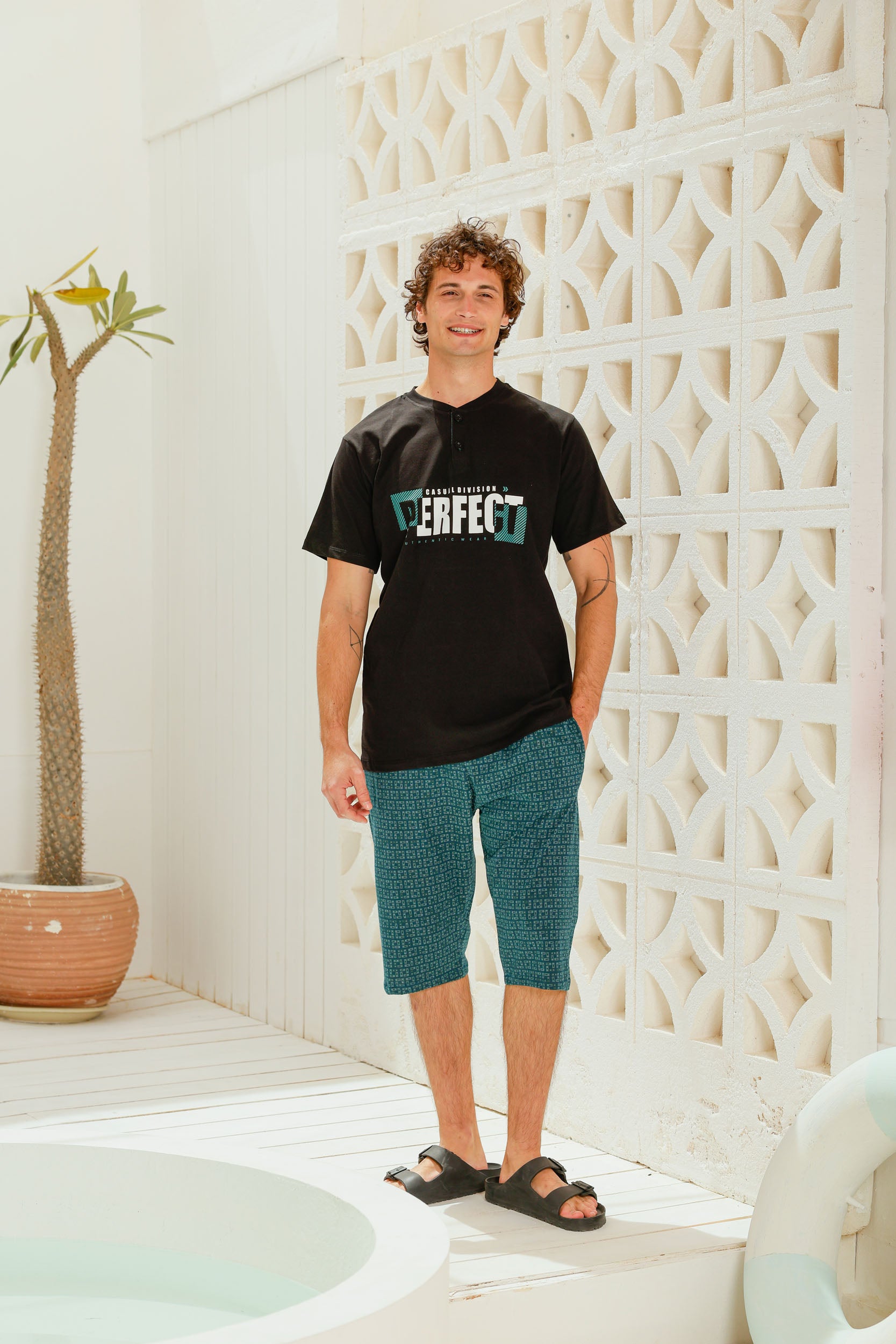 بيجاما نص كم مطبوع perfect شورت طويل