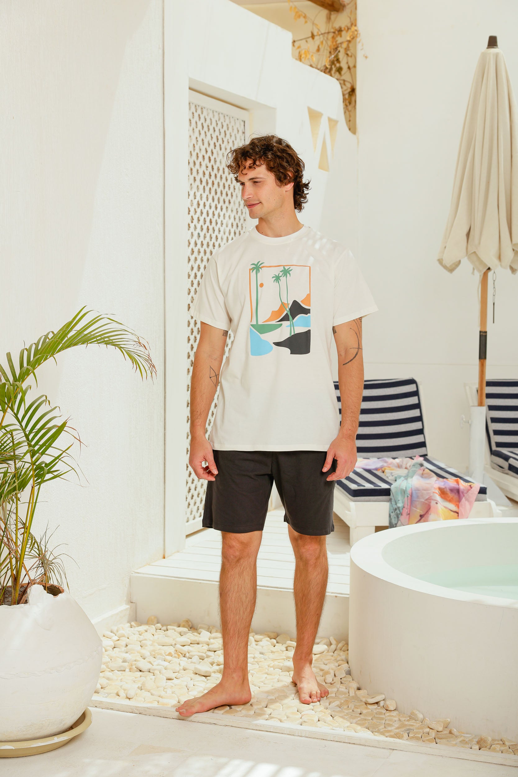 بيجاما نص كم مطبوع نخله شورت