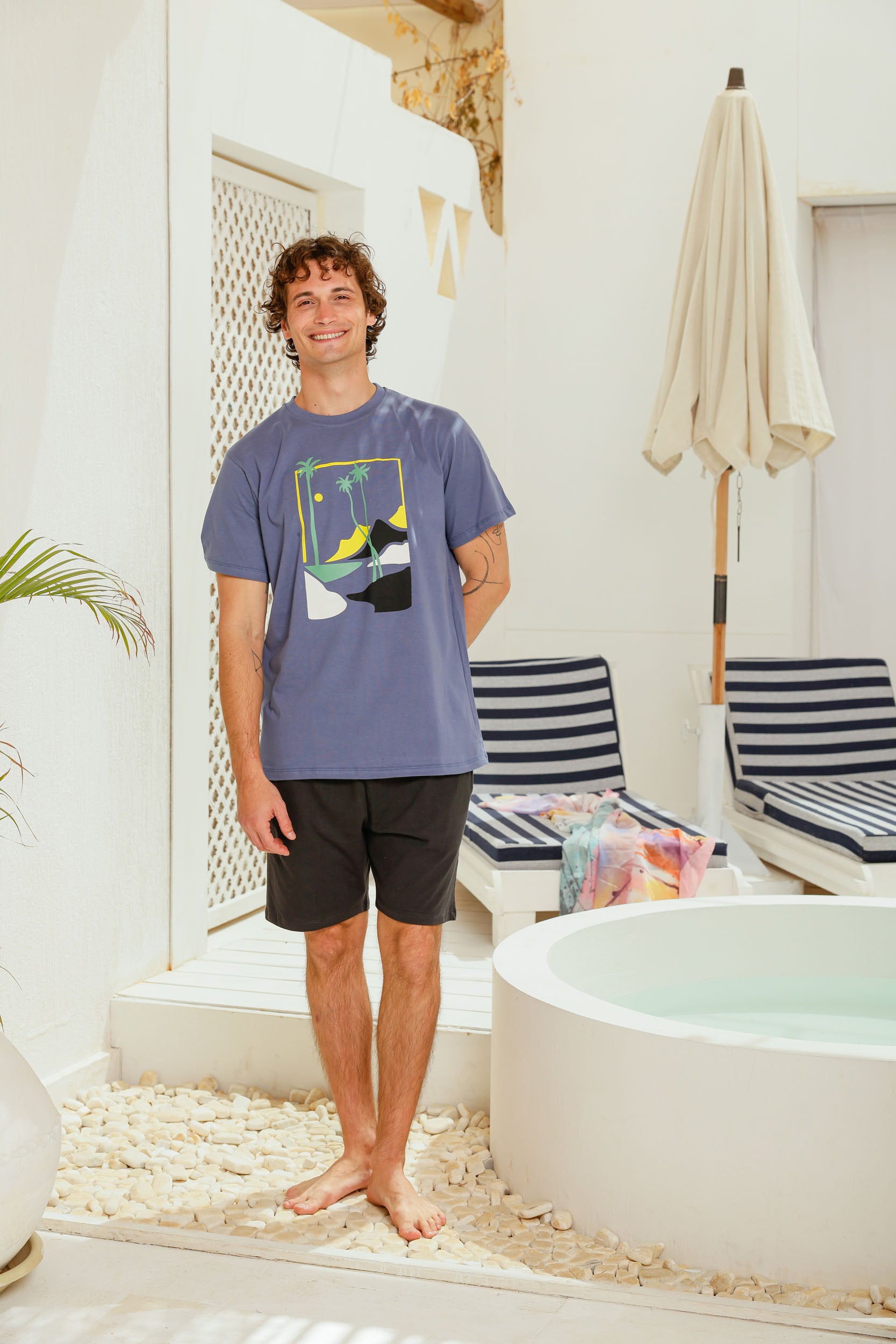 بيجاما نص كم مطبوع نخله شورت