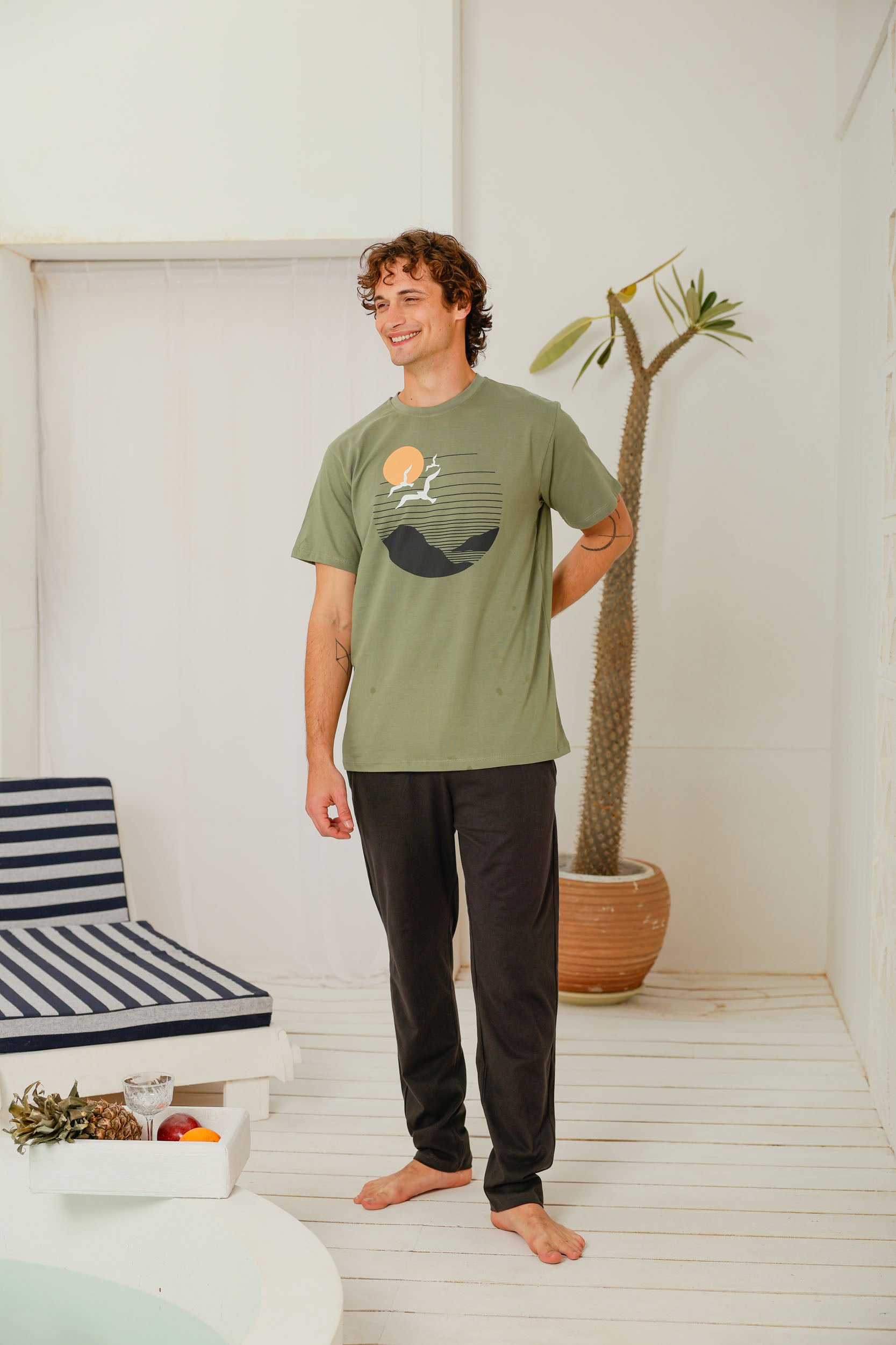 بيجاما نص كم بنطلون طباعه شمس