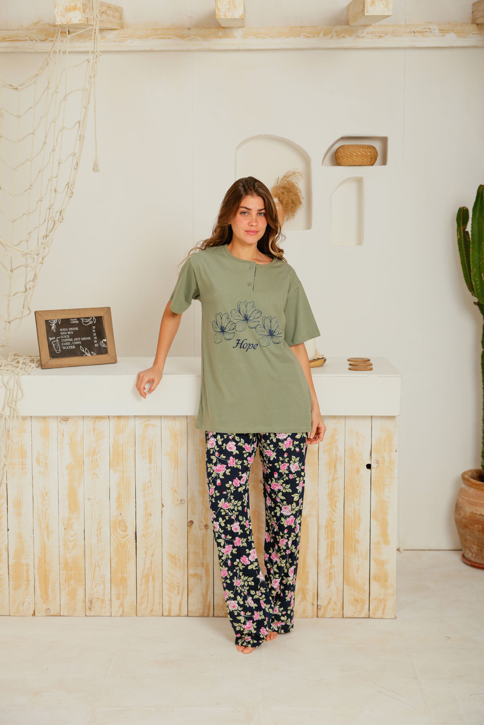 بيجاما نص كم hope بنطلون مشجر