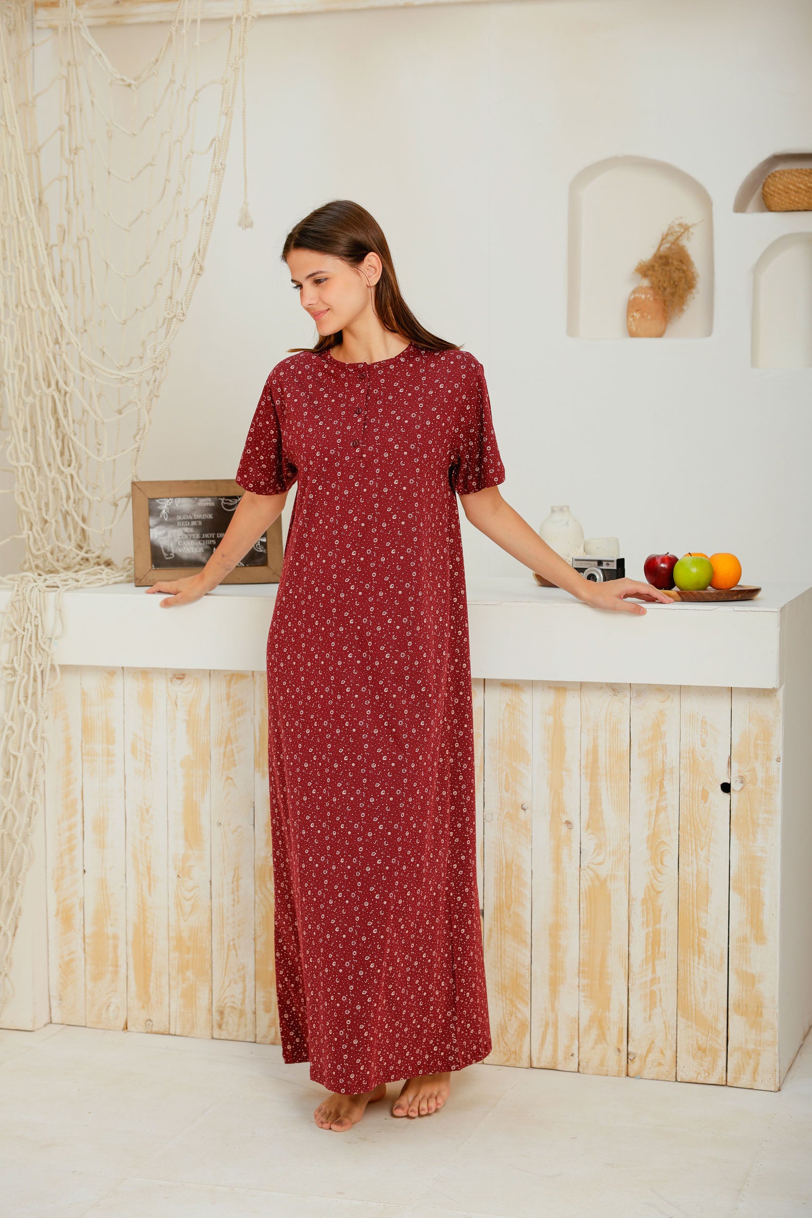 قميص نص كم مطبوع روتاري بزراير