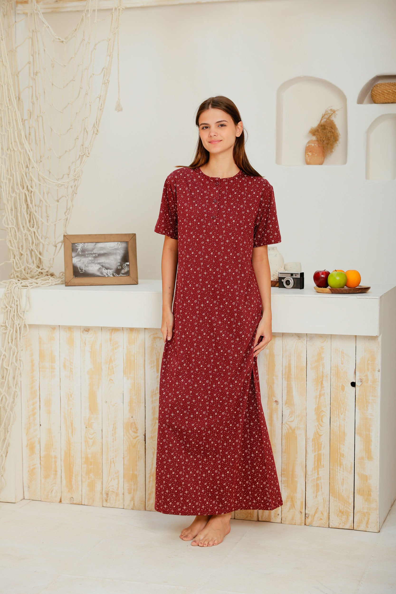 قميص نص كم مطبوع روتاري بزراير