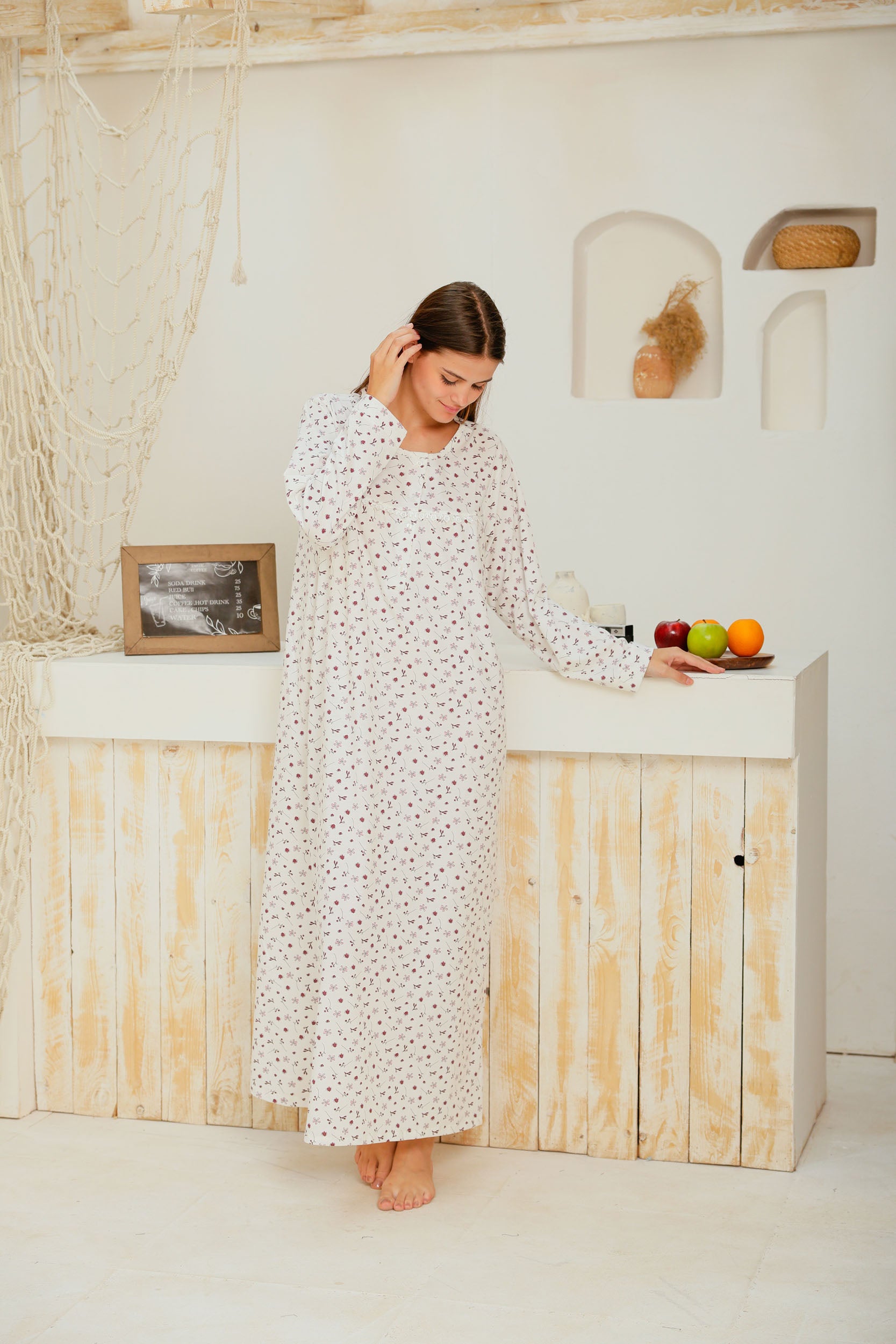 قميص كم بسفره بندا وزراير مطبوع روتاري