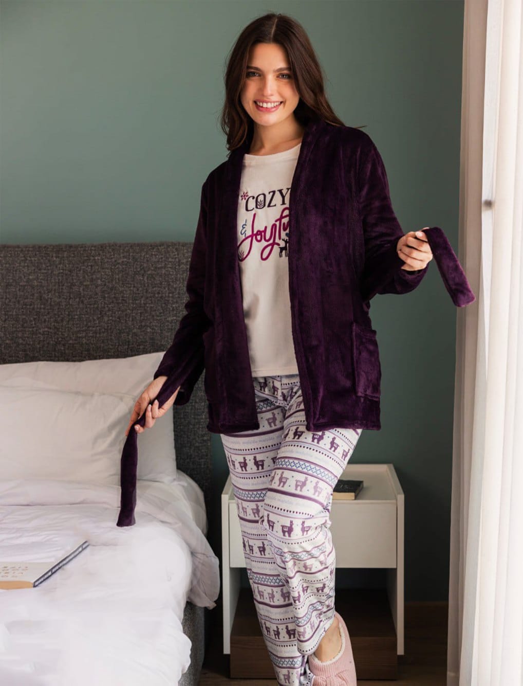 بيجاما حريمي 3 قطع بنطلون غزاله