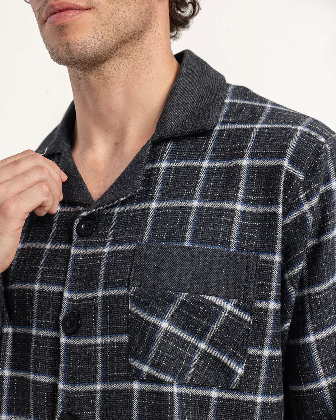 بيجاما كلاسيك كاروه بنطلون ساده