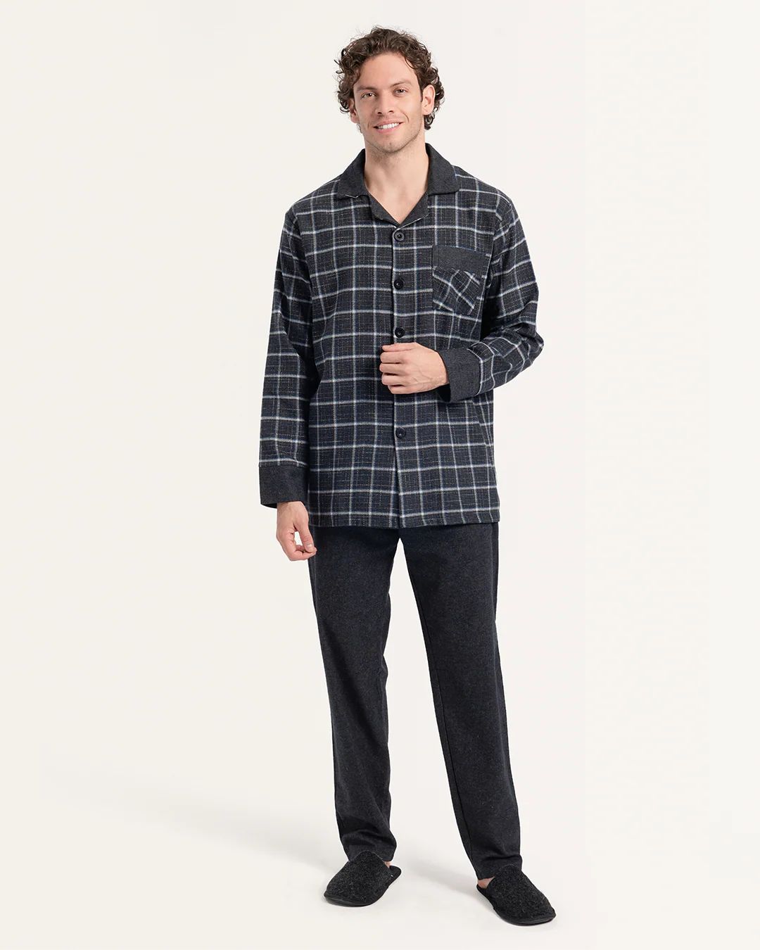 بيجاما كلاسيك كاروه بنطلون ساده